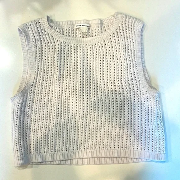 Club Monaco White Knit Crop Top - Picture 1 of 2